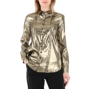 Burberry Metallic Gold Button-Down Shirt
